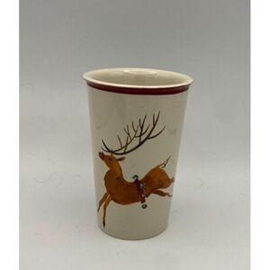 Longaberger Reindeer Travel Tumbler Mug w/ replacement‎ black lid